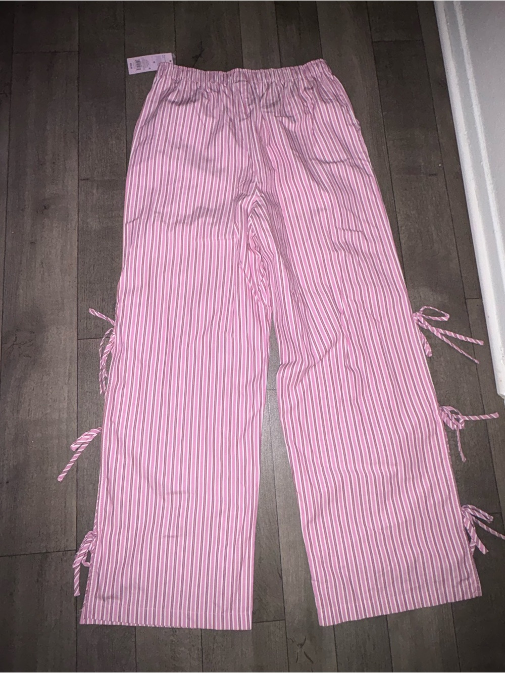 Red, Pink & White Striped Tie-Side Lounge Pants